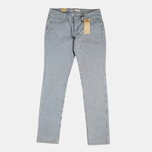 Levi's 524 Ultra Low Rise Skinny Leg Jeans Womens Blue White Striped Size 32 NWT